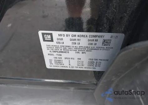 2022 Chevrolet Trailblazer Fwd Lt z USA, uszkodzony, nr VIN KL79MPSL8NB048219